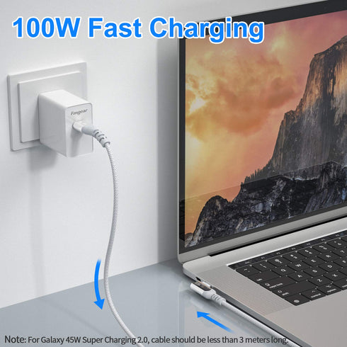 Fasgear USB C to USB C Cable Right Angle 90 Degree 6ft 100W Fast Charge 5A PD Type C Cable Compatible with MacBook Pro Air iPad Pro 2020 Galaxy S2...