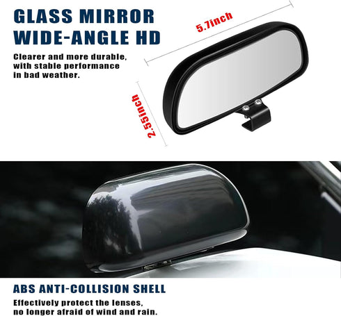 2 PCS Car Side Rearview Blind Spot Mirror, 5.7" x 2.5" 360°Adjustable Convex High-definition Wide-angle Reversing Mirror, Expanded Field of View A...