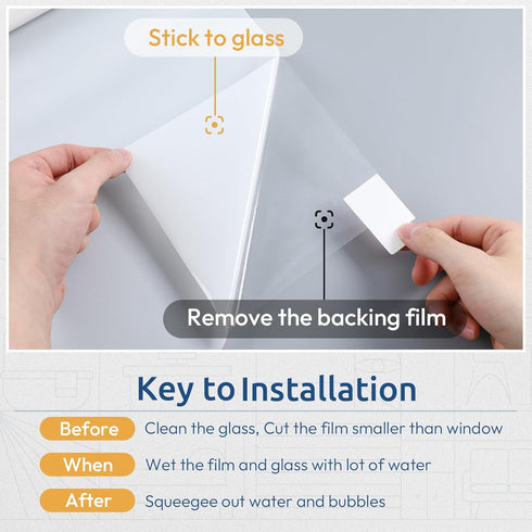 rabbitgoo Window Privacy Film, Non-Adhesive Frosted Glass Window Film for Bathroom, Static Cling Heat Blocking Stickers for Home Indoor Opaque Fro...