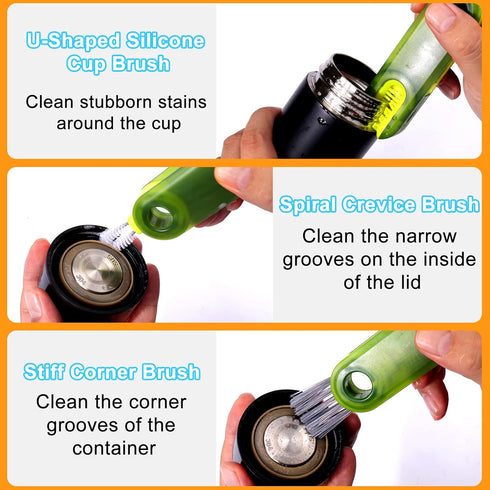3 in 1 Multipurpose Bottle Gap Cleaner Brush,3 Pack Cup Cover Cleaning Brush,Cup Crevice Cleaning Tools,Water Bottle Cleaner Brush,Home Kitchen Cl...