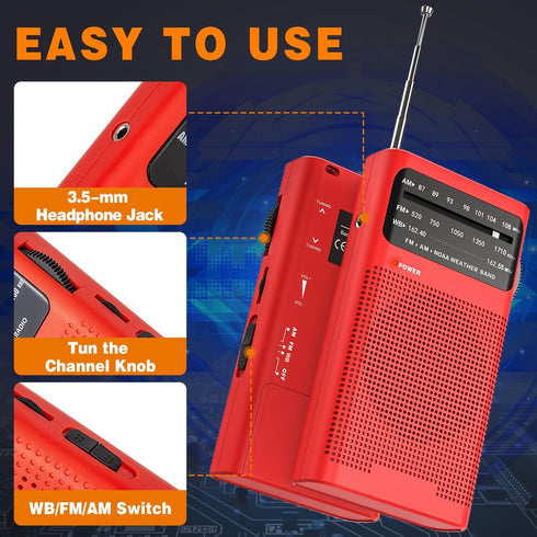 Goodes NOAA Weather Radio AM FM, Transistor Radio with Loud Speaker, Headphone Jack, 2AA Battery Operated Radio for Long Range Reception, Portable...