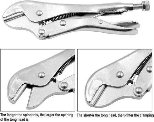 ViaGasaFamido Locking Pliers Curved Jaw Locking Pliers Wire Cutter Pinch Off Lock Tool Copper Pipe Sealing Pliers with Tension Spring 7mm 45# Stee...