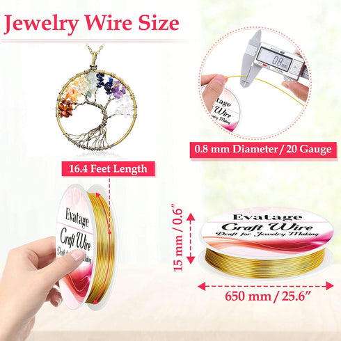20 Gauge Jewelry Wire for Jewelry Making, Evatage 6 Rolls Craft Wire Tarnish Resistant Copper Beading Wire for Jewelry Making Supplies and Crafts...