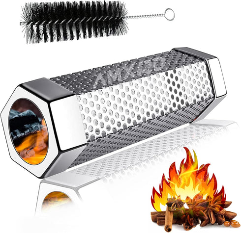 Smoke Tube, Premium 6 inch 304 Stainless Steel BBQ Wood Pellet Smoker Tube with Cleaning Brush for All Grills or Smoker, Dishwasher Safe...