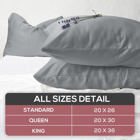 Superity Linen Pillow Cases Queen Size - Envelope Enclosure - 2 Pack - 100% Soft and Comfortable Premium Cotton - Grey...
