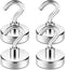 Neosmuk Magnetic Hooks, Heavy Duty Earth Magnets with Hook for Refrigerator, Extra Strong Cruise Hook for Hanging, Magnetic Hanger for Curtain, Gr...