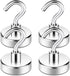 Neosmuk Magnetic Hooks, Heavy Duty Earth Magnets with Hook for Refrigerator, Extra Strong Cruise Hook for Hanging, Magnetic Hanger for Curtain, Gr...