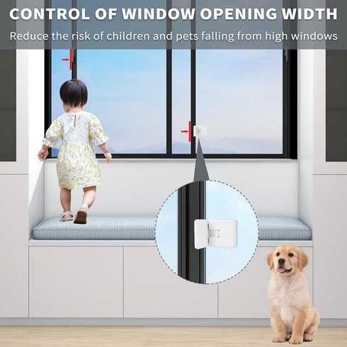 4 Pack Sliding Glass Door Child-Proof Lock with 3M Adhesive, Window Sliding Door Lock Baby Safety Window Lock for Sliding Glass Door, Sliding Wind...