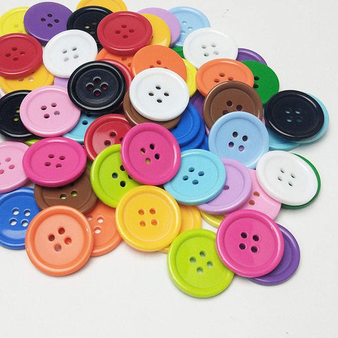 Libiline 100pcs Resin Button Solid Color 4Holes Craft Clothe Sewing Card Making Sweater Shirt (Multi-Color, 3/4"(20mm))...