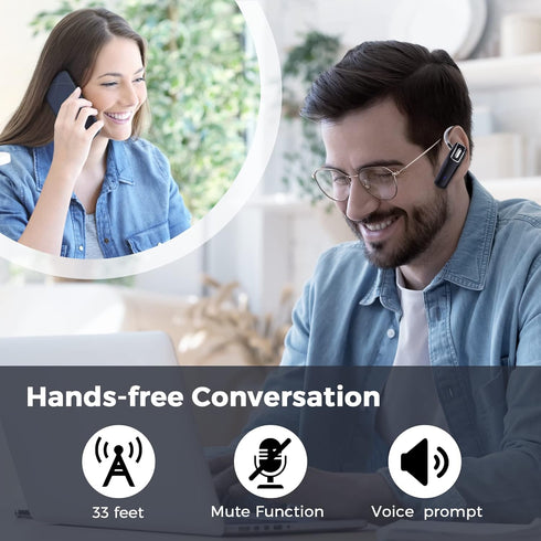 Wireless Headset, V5.0 Wireless Handsfree Earpiece with Microphone 14 Hrs Driving Headset 360 Hours Standby Time for iPhone Android Samsung Laptop...