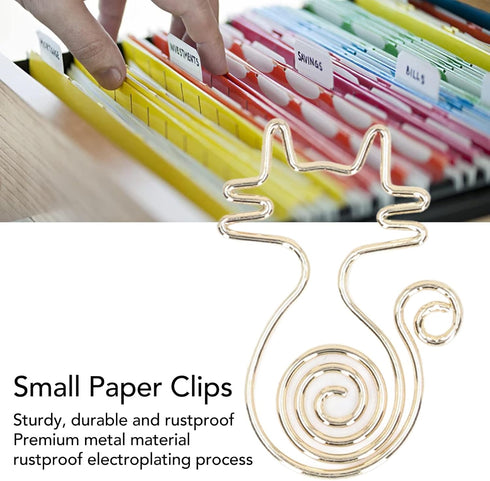 100PCS Paper Clips, Cute Cat Paper Clips Gold Paper Clips Animal Shaped Paper Clips Fun Paper Clips Decorative Paper Clips Cat Bookmark Clips Cat ...