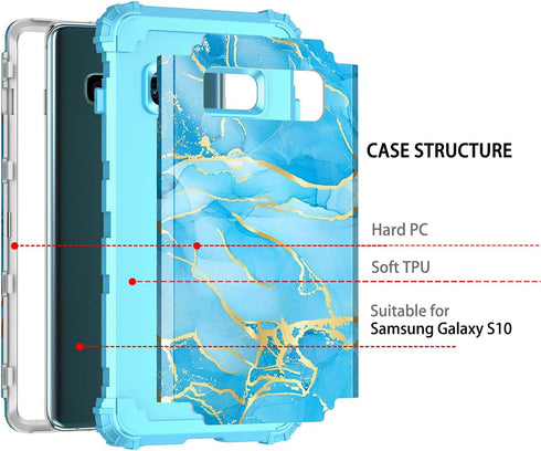 Casetego Compatible with Galaxy S10 Case,Shockproof 3 Layer Heavy Duty Hard PC+Soft Silicone Bumper Rugged Anti-Slip Protective Cover Cases for Sa...