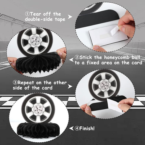 12 Pcs Race Car Centerpieces for Tables, Race Car Party Decorations Hot Wheel Centerpieces for Tables, Double-Sided Racing Party Centerpieces Tabl...