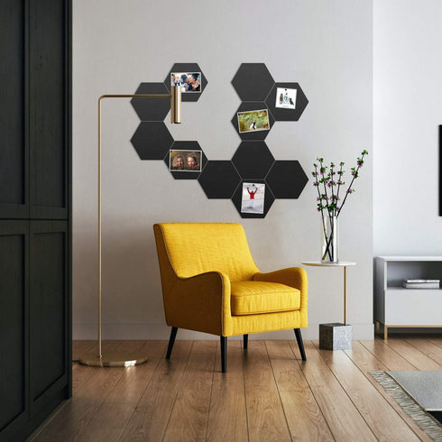 Hexagon Pin Board – (15 Pcs) Improved Version of Self-Adhesive Bulletin Boards for home and office Wall Decor, Photo board, Memos (7" x 8" x 3/8")...