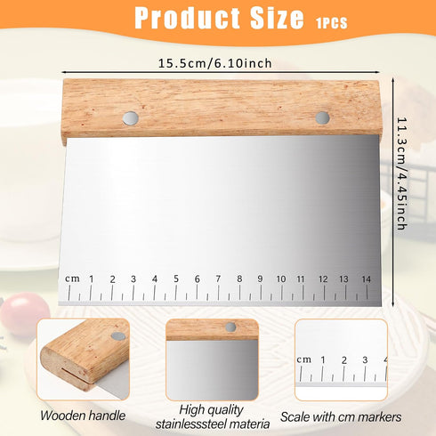 Bench Cutter Scraper, Dough Pastry Bench Scraper and Dough Cutter, Stainless Steel Food Scraper with Grip Handles & Measuring Scale for Baking Kit...