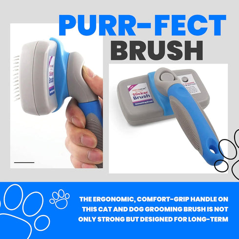 Performore Pet Grooming Brush, Self Cleaning Slicker Brush with Stainless Steel Wire Bristles for Dogs and Cats, Shedding Grooming Tools for Fur P...