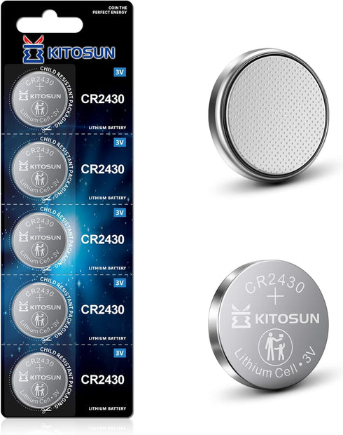 KITOSUN CR2430 3V Lithium Coin Battery – CR 2430 Lithium Cell Button Batteries Replacement for Volvo Car Key Fob Remote Control Fossil Hybrid Smar...