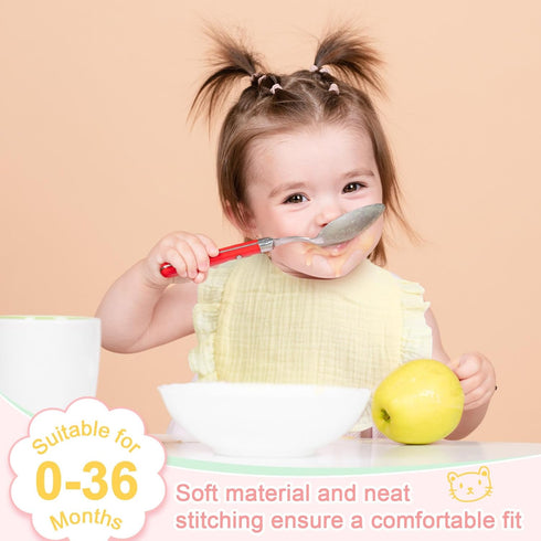 12 Pcs Baby Muslin Bibs Girl 4 Layer Soft Drool Bibs Set Baby Bibs Drool Bandana Lap Shoulder Drool Cloths Bibs Cotton Bibs Teething Bibs for Baby...