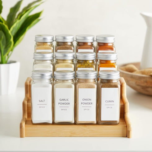 Talented Kitchen 140 Minimalist Spice Jar Labels - Preprinted Waterproof Kitchen Organization Stickers - Black Text Seasoning Labels for Spice Jar...