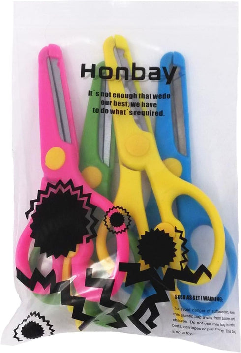 Honbay 4pcs Artwork Safety Anti-pinch Kids Scissors Cutting Tools Paper Craft Supplies...