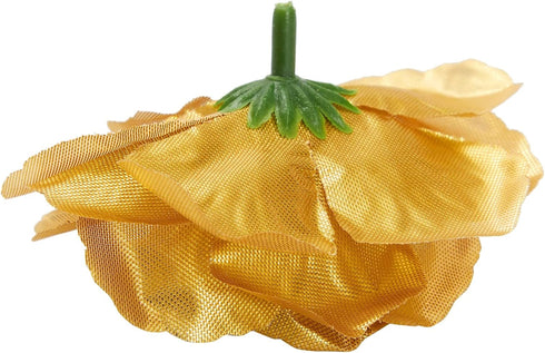 50 Pack Gold Roses Artificial Flowers Bulk, 3 Inch Stemless Fake Silk Roses for Decorations, Wedding, Faux Bouquets...