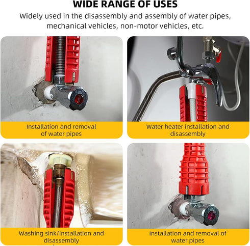 Eagles Double Head Sink Basin Wrench, 8 in 1 Faucet and Sink Installer, Multifunctional Pipe Plumbing Tool for Toilet Bowl/Sink/Bathroom/Kitchen P...