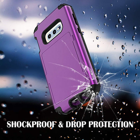 WeLoveCase Galaxy S10e Wallet Case Built in Screen Protector S10e Defender Wallet Card Holder Cover with Hidden Mirror 3 Layer Shockproof Heavy Du...