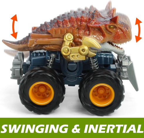 Oriate Friction Powered Dinosaur ATV Toy Cars for Children, Swing Carnotaurus Monster Truck with Robotic Arm, Fantastic Birthday 209-R4(1Pack)...