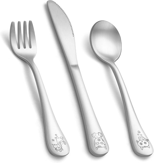 E-far 9-Piece Toddler Utensils, Stainless Steel Kids Silverware for Baby Self Feeding, Includes Toddler Forks Spoons Knife with Cute Animal Patter...