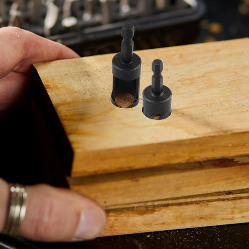 Rocaris 8 Pack Wood Plug Cutter Drill Bit Set, Straight and Tapered Taper Cutting Tool 1/4", 5/16", 3/8", 1/2", 1/4 Inch Hex Shank, Black...