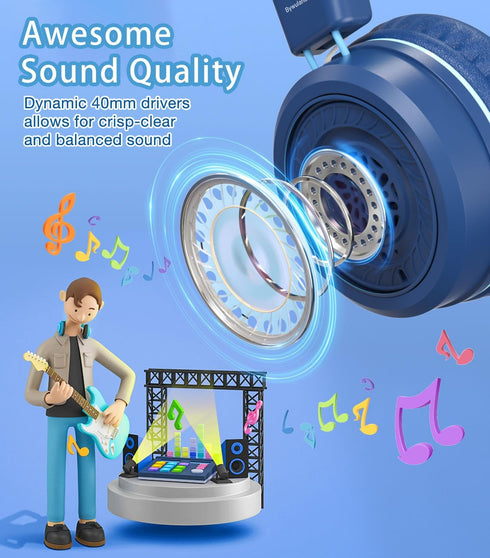 Kids Headphones with LED Lights for School, Upgrade USB Type C Kid Headphone with Microphone, Volume Limiter 85/94dB, Wired On Ear Headphones for ...