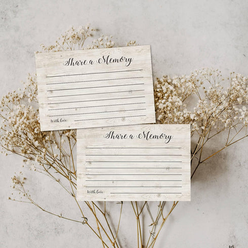 TENTADO Share A Memory Cards, 50 Rustic Wood Cards and Sign for Wedding, Birthday, Celebration of Life, Funeral, Retirement, Graduation, Life Memo...