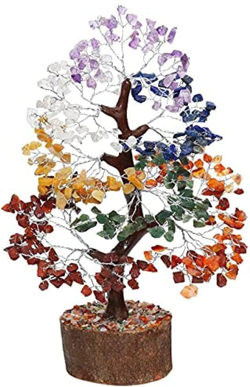 Crocon Seven Chakra Gemstone Tree Feng Shui Figurine Money Bonsai Good Luck Reiki Healing Crystals Balancing Decoration Ornament Sculpture Wealth ...