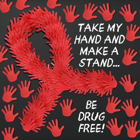 1000 Pcs Red Ribbon Week Supplies Red Hand Shaped Sticky Notes Bulk Say No to Drugs Hand Sticky Notes Drug Free Notepads for Red Ribbon Awareness ...