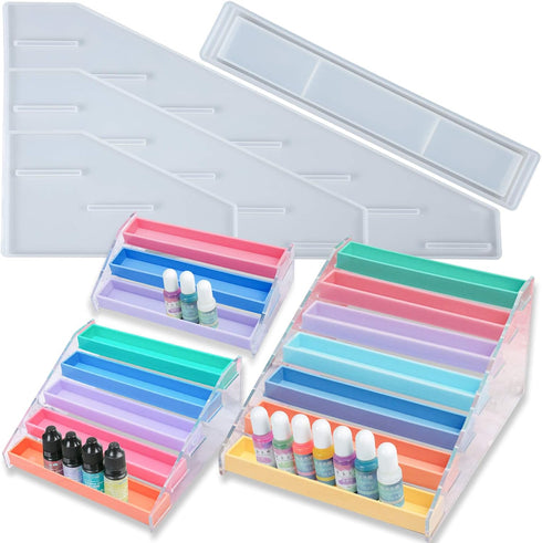 FUNSHOWCASE Display Organizer Rack Epoxy Resin Silicone Molds Set for Lipstick Makeup Nail Polish Pigment Jewelry...