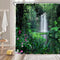 Rainforest Waterfall Shower Curtain Nature Green Forest Flowers Waterfall Tropical Landscape Bathroom Decor Fabric Curtain with Hooks, 8960AL...
