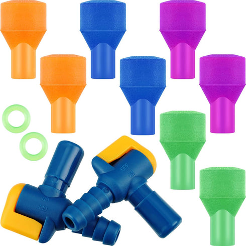 Skylety 8 Pieces Bite Valve Replacement Silicone Mouthpieces for Most Brands with 2 Pieces Shut off Valve and Tube O Ring for Hydration Pack Bladd...
