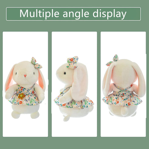 Soft and Cute Plush Rabbit,Small Flower Skirt Wearing Bow Rabbit Toys,Can Embrace Stuffed Animal Rabbit,Washable,Children'S Girls Party Easter Bir...