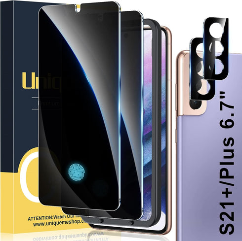 UniqueMe [2+2 Pack Compatible with Samsung Galaxy S21 Plus 6.7 inch Privacy Screen Protector and Camera Lens Protector?Support Fingerprint Unlock?...