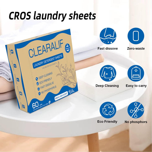 Laundry Detergent Sheets Up to 60 Loads, Fresh Linen - Great For Travel, Apartments, Dorms, No Plastic, Sustainable, Biodegradable-New Liquid-Less...