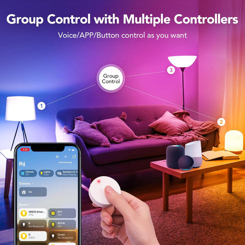 OREiN Matter Smart RGBTW Bulb, Smart Light Bulbs Work with Apple Home, Alexa, Google Home, SmartThings, A19 Color Changing Light Bulbs 2.4Ghz WiFi...