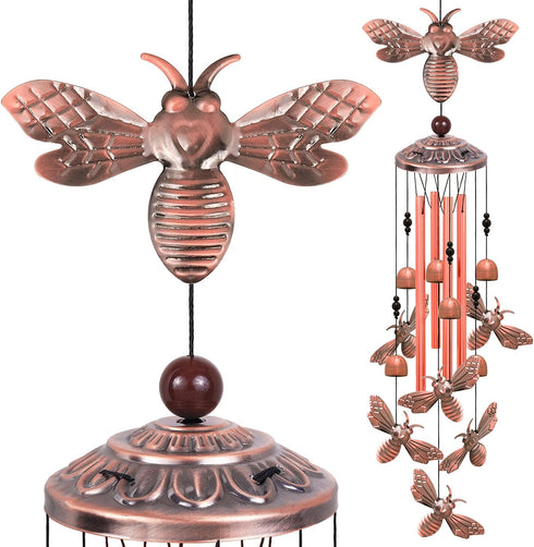 Bee Wind Chimes for Garden, Gifts for Mom, Home, Balconies, Rooms, Patio, Indoor, Outdoor Bee Decoration, Aluminum Bee Chimes, Bees Wind Catcher, ...
