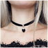 Punk Black Velvet Choker Necklace Love Heart Pendant Necklace Vintage Black Satin Choker Necklace Gothic Retro Leather Collar Necklace Chain Jewel...