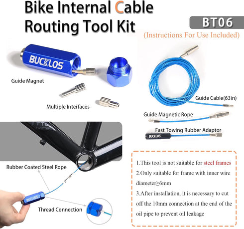 BUCKLOS Bike Internal Cable Routing Tool Kit Compatible with 4-5.5mm Housing, Bicycle Frame Hydraulic Inner Hose and DI2 E-Tube for MTB Mountain B...