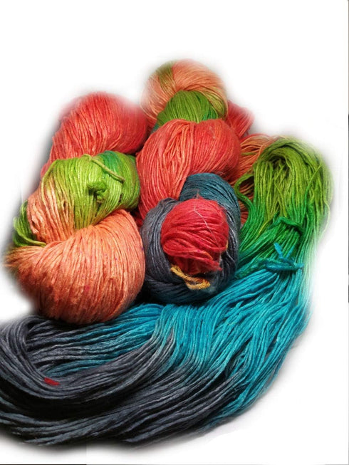 Silk Roving Worsted Weight Yarn - 100% Recycled & Hand-Dyed Mulberry Silk - Luxurious and Versatile for Knitting, Felting, and Crafting.(100 gm-22...