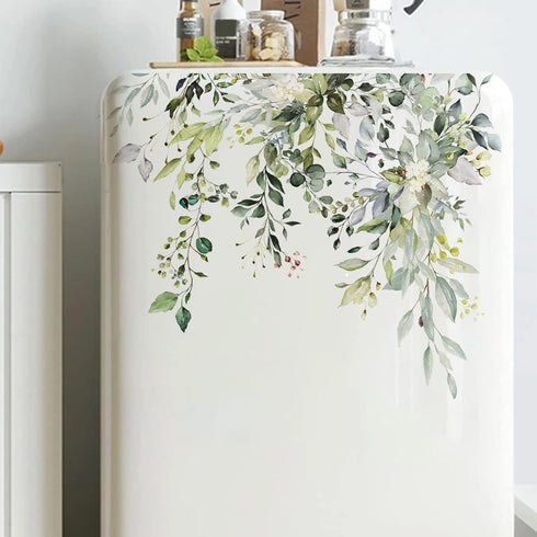 1Pc Beautiful Graffiti Stickers Green Plant Leaves Self-Adhesive Traceless Bathroom Toilet Cover Decor Decal Home Supplies Herbs Toilet Lid Decals...