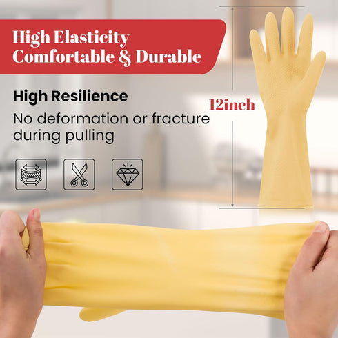 Reusable Kitchen Dishwashing Gloves - 4 Pairs Rubber Household Cleaning Gloves, Flexible and Durable & Non-slip Cleaning Gloves, Great for Kitchen...