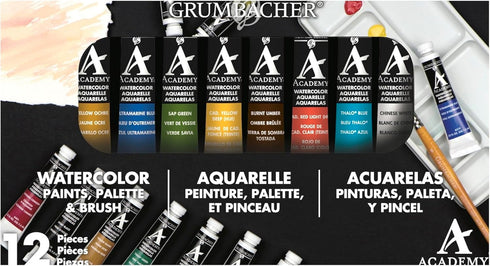 Grumbacher Academy Watercolor Paint, 7.5ml/0.25 oz. Tube, 10-Color Set...