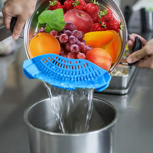 Clip On Strainer Silicone for all Pots and Pans,Pasta Strainer Clip on Food Strainer for Meat Vegetables Fruit Silicone Kitchen Colander...