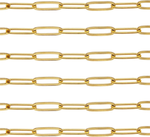 Julie Wang 2 Meters Gold Stainless Steel Paperclip Chain for Bulk Jewelry Making Soldered Cable Necklace Bracelet Chain DIY Accessories...